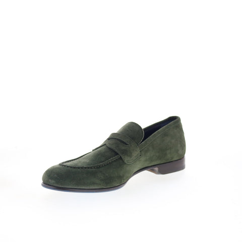 Di Bianco Agata Mens Green Suede Slip On Loafers & Slip Ons Penny Shoes