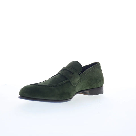 Di Bianco Agata Mens Green Suede Slip On Loafers & Slip Ons Penny Shoes