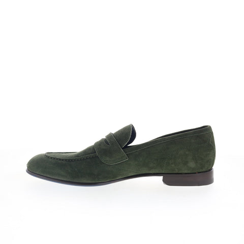 Di Bianco Agata Mens Green Suede Slip On Loafers & Slip Ons Penny Shoes