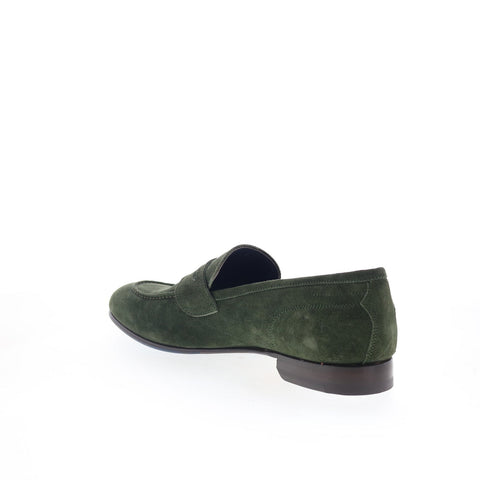 Di Bianco Agata Mens Green Suede Slip On Loafers & Slip Ons Penny Shoes