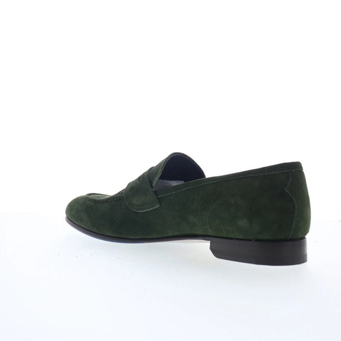 Di Bianco Agata Mens Green Suede Slip On Loafers & Slip Ons Penny Shoes