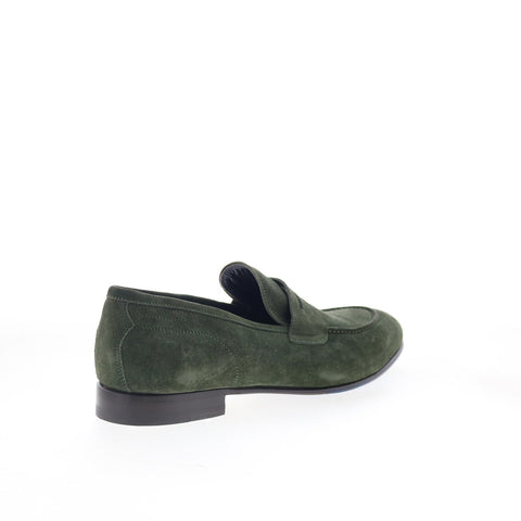 Di Bianco Agata Mens Green Suede Slip On Loafers & Slip Ons Penny Shoes