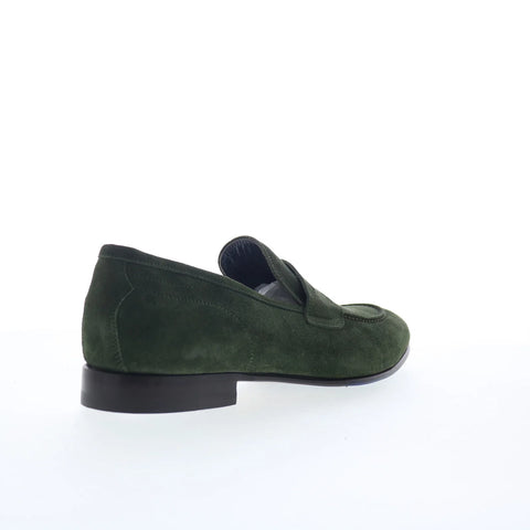 Di Bianco Agata Mens Green Suede Slip On Loafers & Slip Ons Penny Shoes