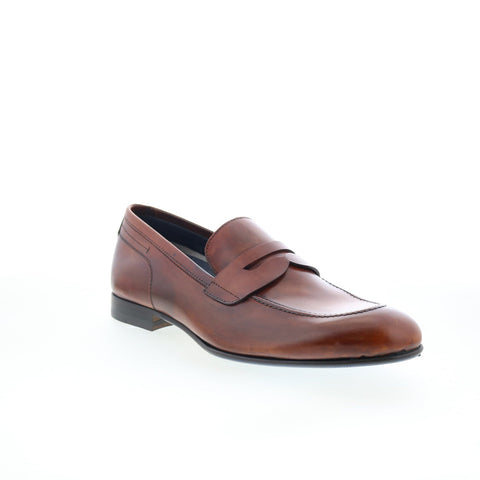 Di Bianco Agata Mens Brown Leather Slip On Loafers & Slip Ons Penny Shoes