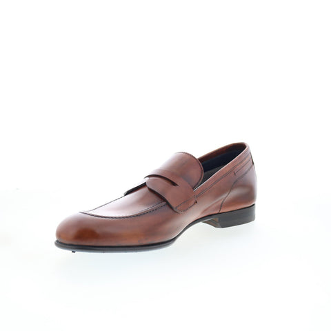 Di Bianco Agata Mens Brown Leather Slip On Loafers & Slip Ons Penny Shoes