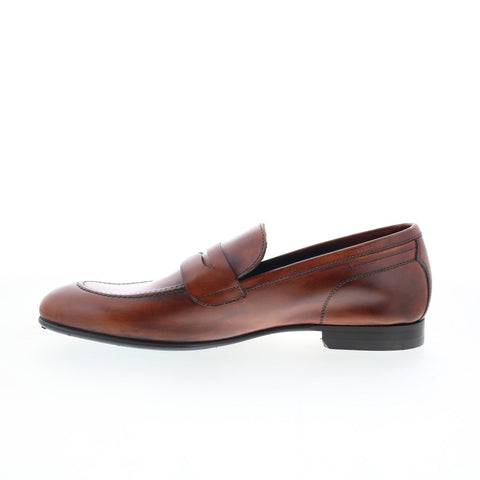 Di Bianco Agata Mens Brown Leather Slip On Loafers & Slip Ons Penny Shoes