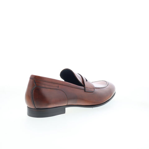 Di Bianco Agata Mens Brown Leather Slip On Loafers & Slip Ons Penny Shoes