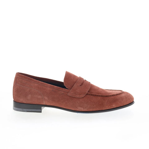 Di Bianco Agata Mens Brown Suede Slip On Loafers & Slip Ons Penny Shoes