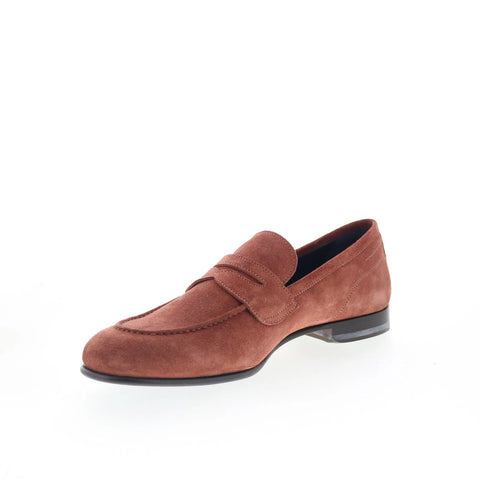 Di Bianco Agata Mens Brown Suede Slip On Loafers & Slip Ons Penny Shoes