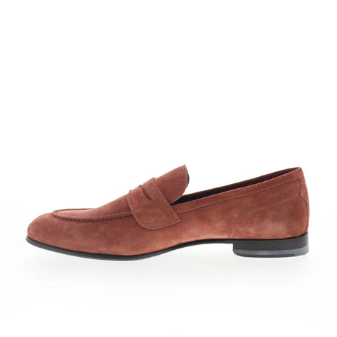 Di Bianco Agata Mens Brown Suede Slip On Loafers & Slip Ons Penny Shoes