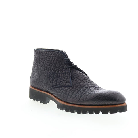 Di Bianco Alba Mens Black Leather Lace Up Chukkas Boots