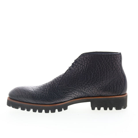 Di Bianco Alba Mens Black Leather Lace Up Chukkas Boots