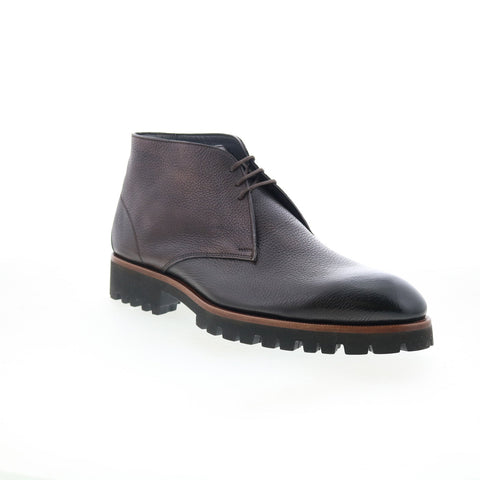 Di Bianco Alba Mens Brown Leather Lace Up Chukkas Boots