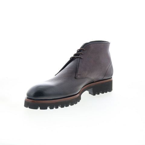 Di Bianco Alba Mens Brown Leather Lace Up Chukkas Boots