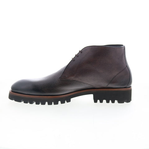 Di Bianco Alba Mens Brown Leather Lace Up Chukkas Boots