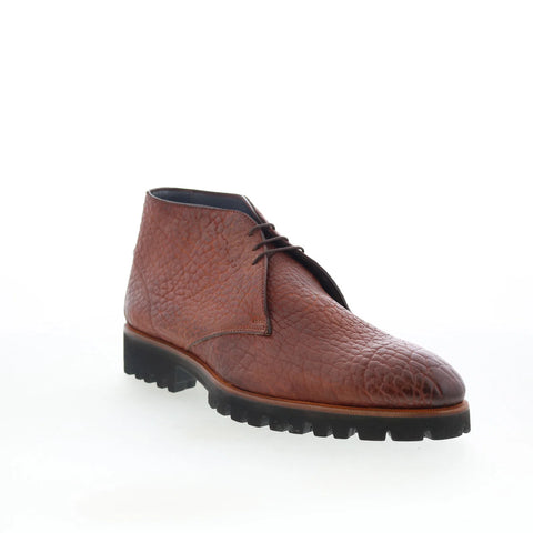 Di Bianco Alba Mens Brown Leather Lace Up Chukkas Boots