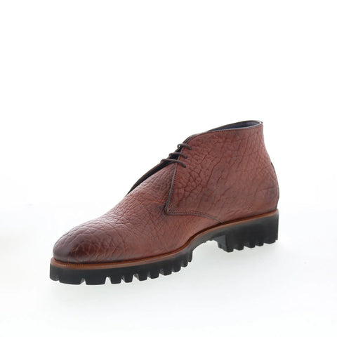 Di Bianco Alba Mens Brown Leather Lace Up Chukkas Boots