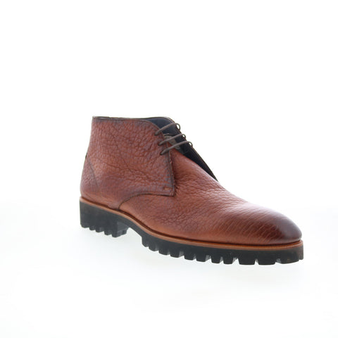 Di Bianco Alba Mens Brown Leather Lace Up Chukkas Boots