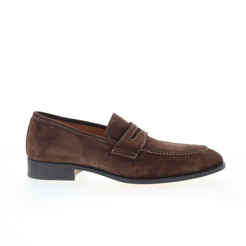 Di Bianco Amato Mens Brown Suede Slip On Loafers & Slip Ons Penny Shoes