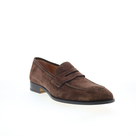 Di Bianco Amato Mens Brown Suede Slip On Loafers & Slip Ons Penny Shoes