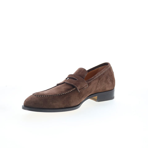Di Bianco Amato Mens Brown Suede Slip On Loafers & Slip Ons Penny Shoes