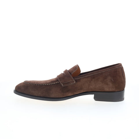 Di Bianco Amato Mens Brown Suede Slip On Loafers & Slip Ons Penny Shoes