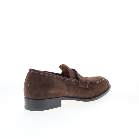 Di Bianco Amato Mens Brown Suede Slip On Loafers & Slip Ons Penny Shoes