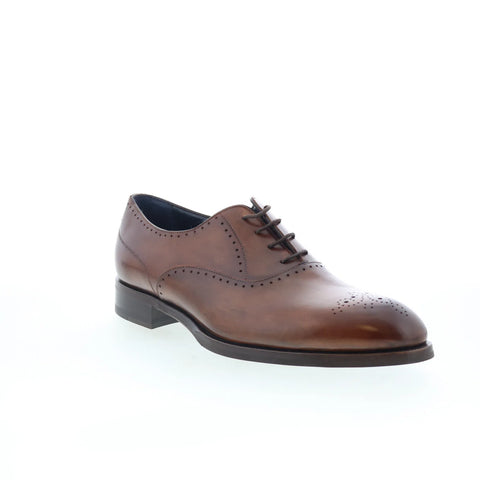 Di Bianco Ancona Mens Brown Leather Oxfords & Lace Ups Wingtip & Brogue Shoes