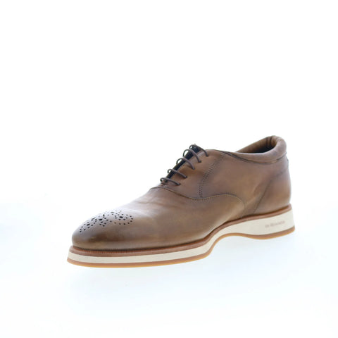 Di Bianco Ancona Mens Brown Leather Oxfords & Lace Ups Wingtip & Brogue Shoes