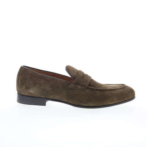Pastori by Di Bianco Antonius Mens Green Suede Loafers & Slip Ons Penny Shoes
