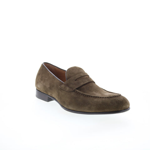 Pastori by Di Bianco Antonius Mens Green Suede Loafers & Slip Ons Penny Shoes
