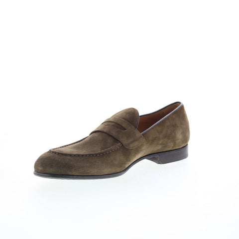 Pastori by Di Bianco Antonius Mens Green Suede Loafers & Slip Ons Penny Shoes