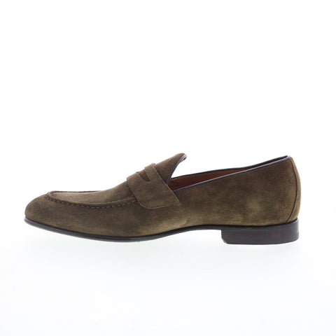 Pastori by Di Bianco Antonius Mens Green Suede Loafers & Slip Ons Penny Shoes