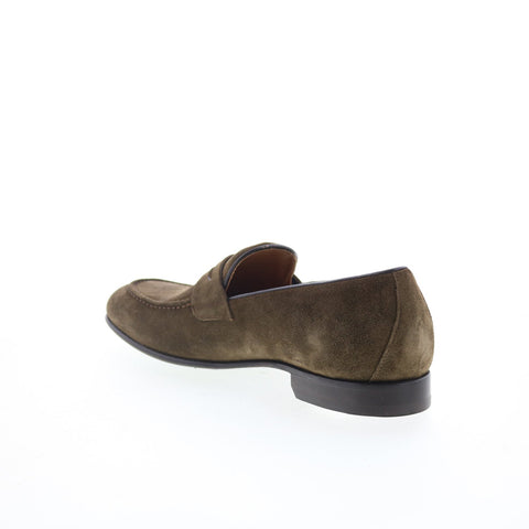 Pastori by Di Bianco Antonius Mens Green Suede Loafers & Slip Ons Penny Shoes