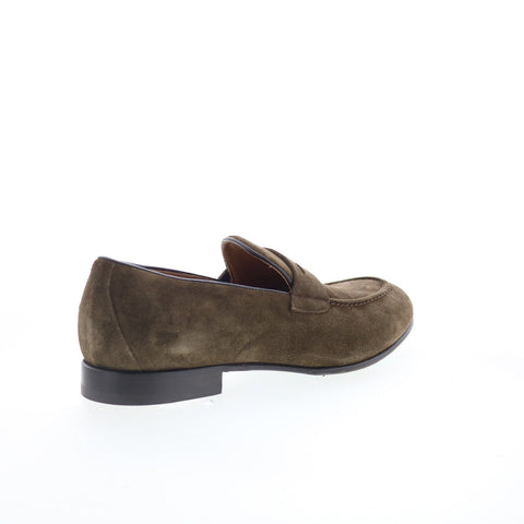 Pastori by Di Bianco Antonius Mens Green Suede Loafers & Slip Ons Penny Shoes