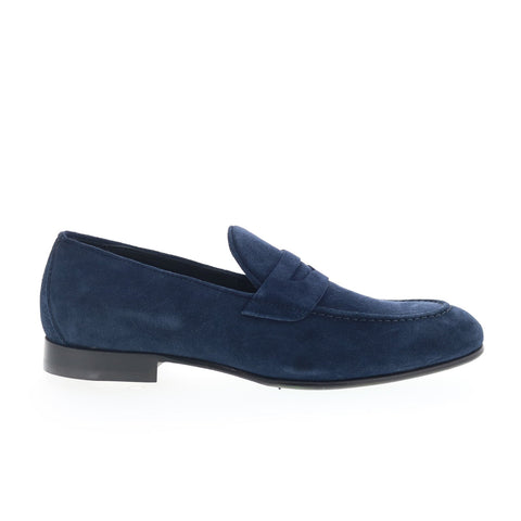 Pastori by Di Bianco Antonius Mens Blue Suede Loafers & Slip Ons Penny Shoes