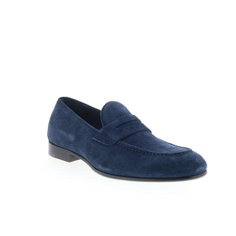 Pastori by Di Bianco Antonius Mens Blue Suede Loafers & Slip Ons Penny Shoes