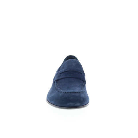 Pastori by Di Bianco Antonius Mens Blue Suede Loafers & Slip Ons Penny Shoes