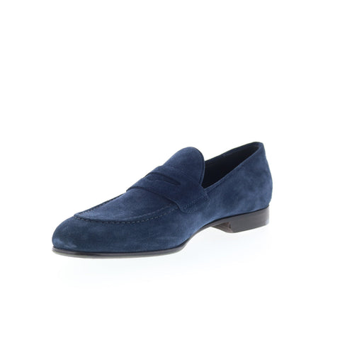 Pastori by Di Bianco Antonius Mens Blue Suede Loafers & Slip Ons Penny Shoes