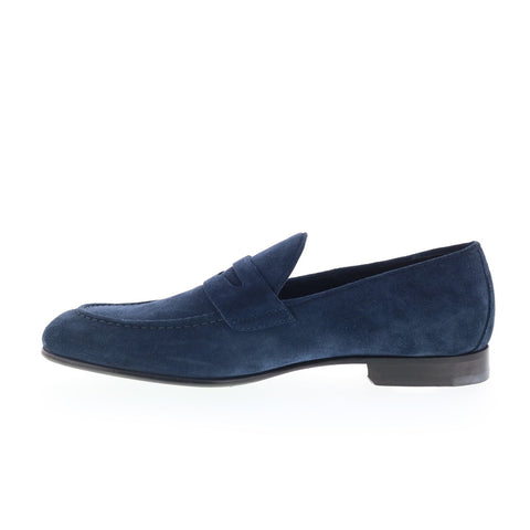 Pastori by Di Bianco Antonius Mens Blue Suede Loafers & Slip Ons Penny Shoes