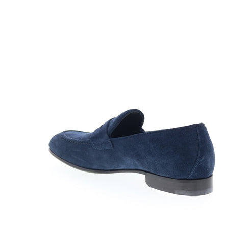 Pastori by Di Bianco Antonius Mens Blue Suede Loafers & Slip Ons Penny Shoes