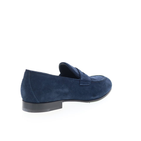 Pastori by Di Bianco Antonius Mens Blue Suede Loafers & Slip Ons Penny Shoes