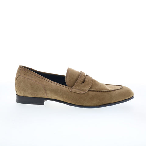 Di Bianco Aqata Mens Brown Suede Slip On Loafers & Slip Ons Penny Shoes