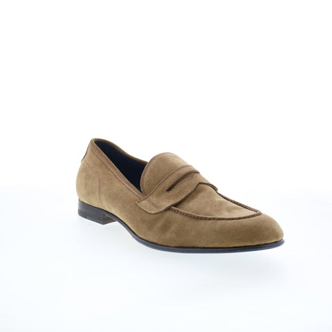 Di Bianco Aqata Mens Brown Suede Slip On Loafers & Slip Ons Penny Shoes