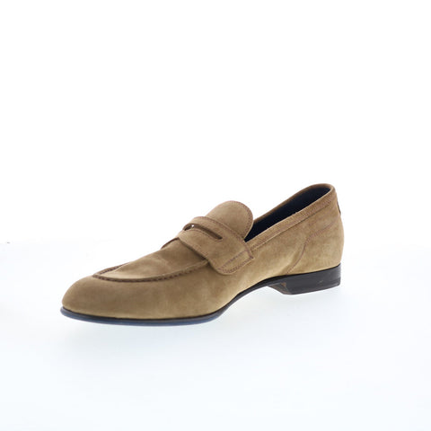 Di Bianco Aqata Mens Brown Suede Slip On Loafers & Slip Ons Penny Shoes