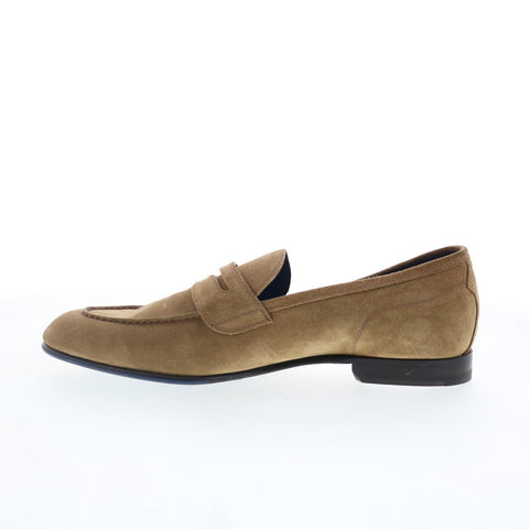 Di Bianco Aqata Mens Brown Suede Slip On Loafers & Slip Ons Penny Shoes