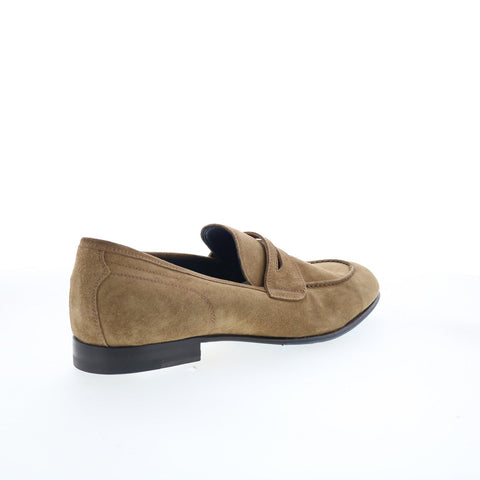 Di Bianco Aqata Mens Brown Suede Slip On Loafers & Slip Ons Penny Shoes