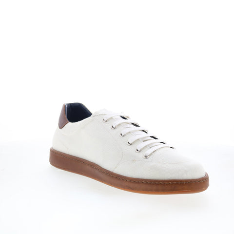 Di Bianco Arsoli Mens White Canvas Lace Up Lifestyle Sneakers Shoes