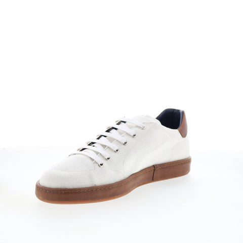 Di Bianco Arsoli Mens White Canvas Lace Up Lifestyle Sneakers Shoes