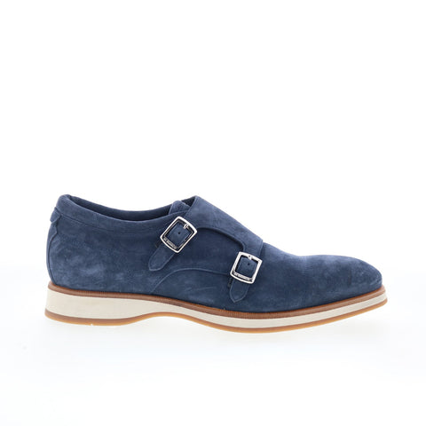 Di Bianco Asernia Mens Blue Suede Hook & Loop Loafers & Slip Ons Casual Shoes